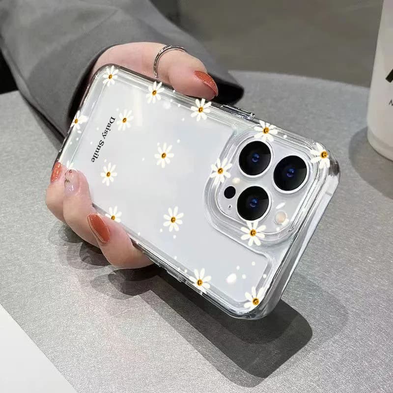 Coque de téléphone transparente à motif de fleurs de