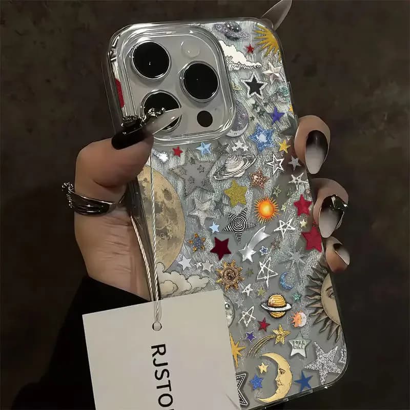 Coque de téléphone rétro planète Cosmos, étui Laser