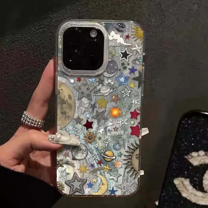 Coque de téléphone rétro planète Cosmos, étui Laser