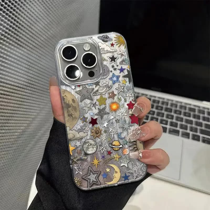 Coque de téléphone rétro planète Cosmos, étui Laser