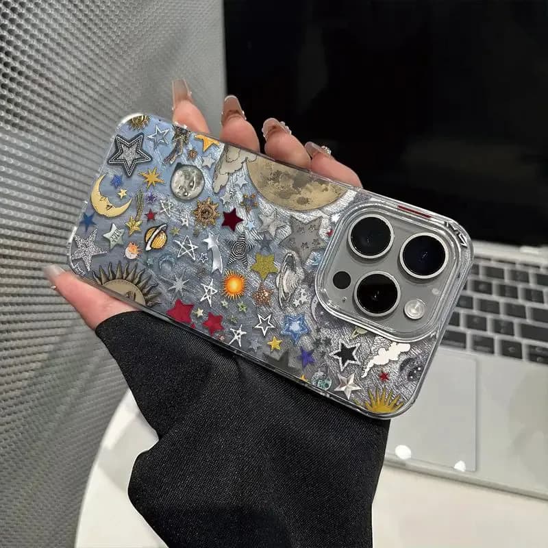 Coque de téléphone rétro planète Cosmos, étui Laser