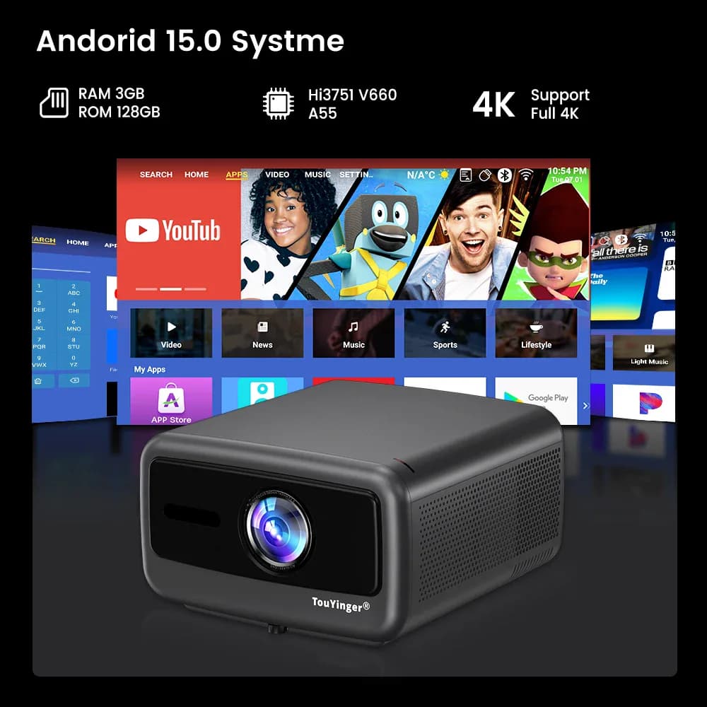 Touyinger Q13W 3800 Ansi Full HD 4K projecteurs Home cinéma