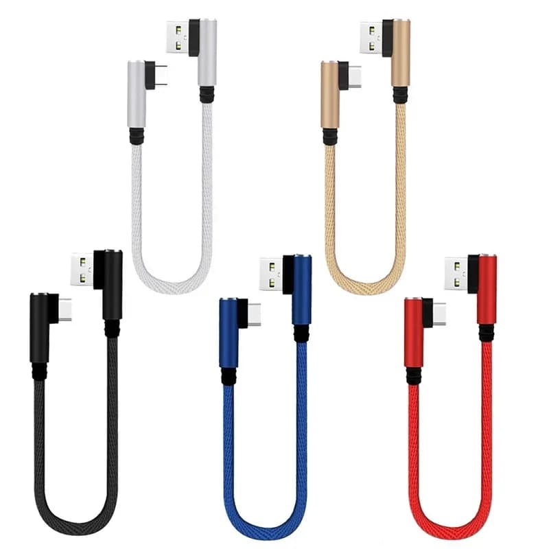 Câble de Charge rapide court de 25cm, Double coude