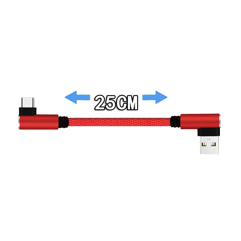 Câble de Charge rapide court de 25cm, Double coude