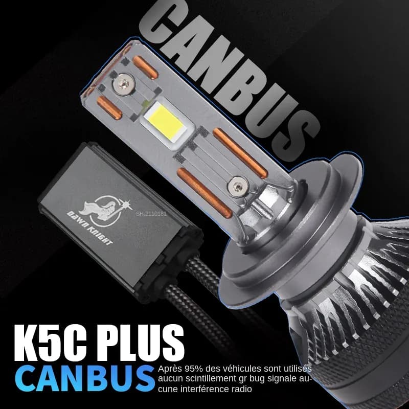 DAWNKNIGHT – ampoules Canbus Led 140 K, LED 4300 W H7