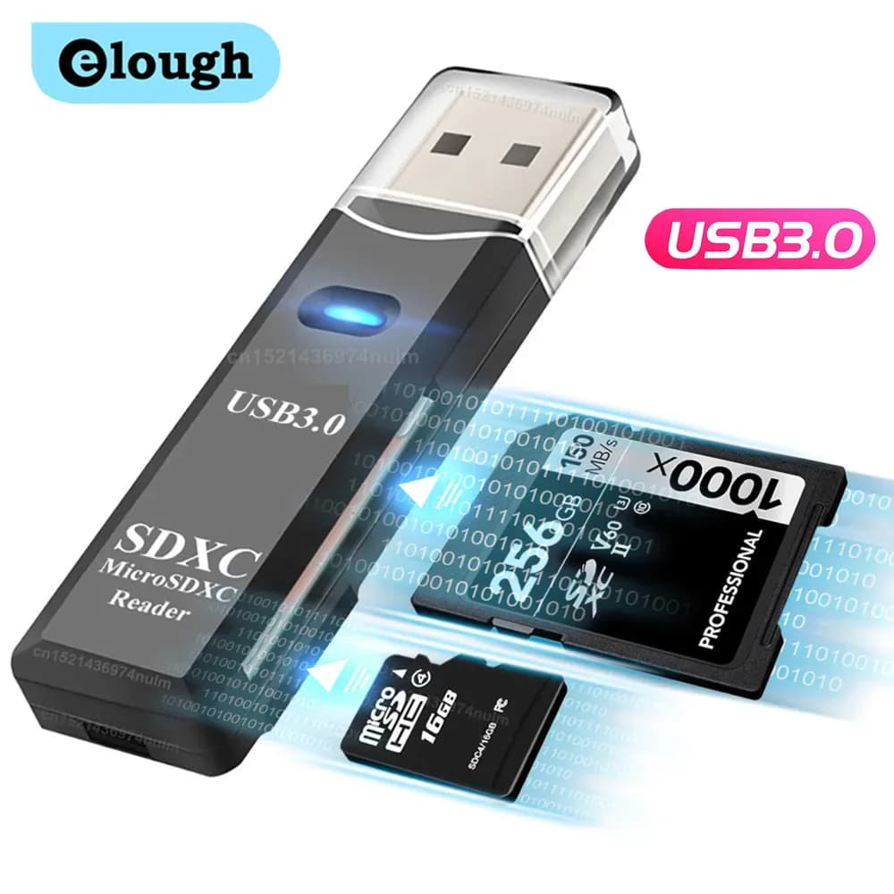 Elough 2 en 1 lecteur de carte SD TF USB 3.0 USB 2.0