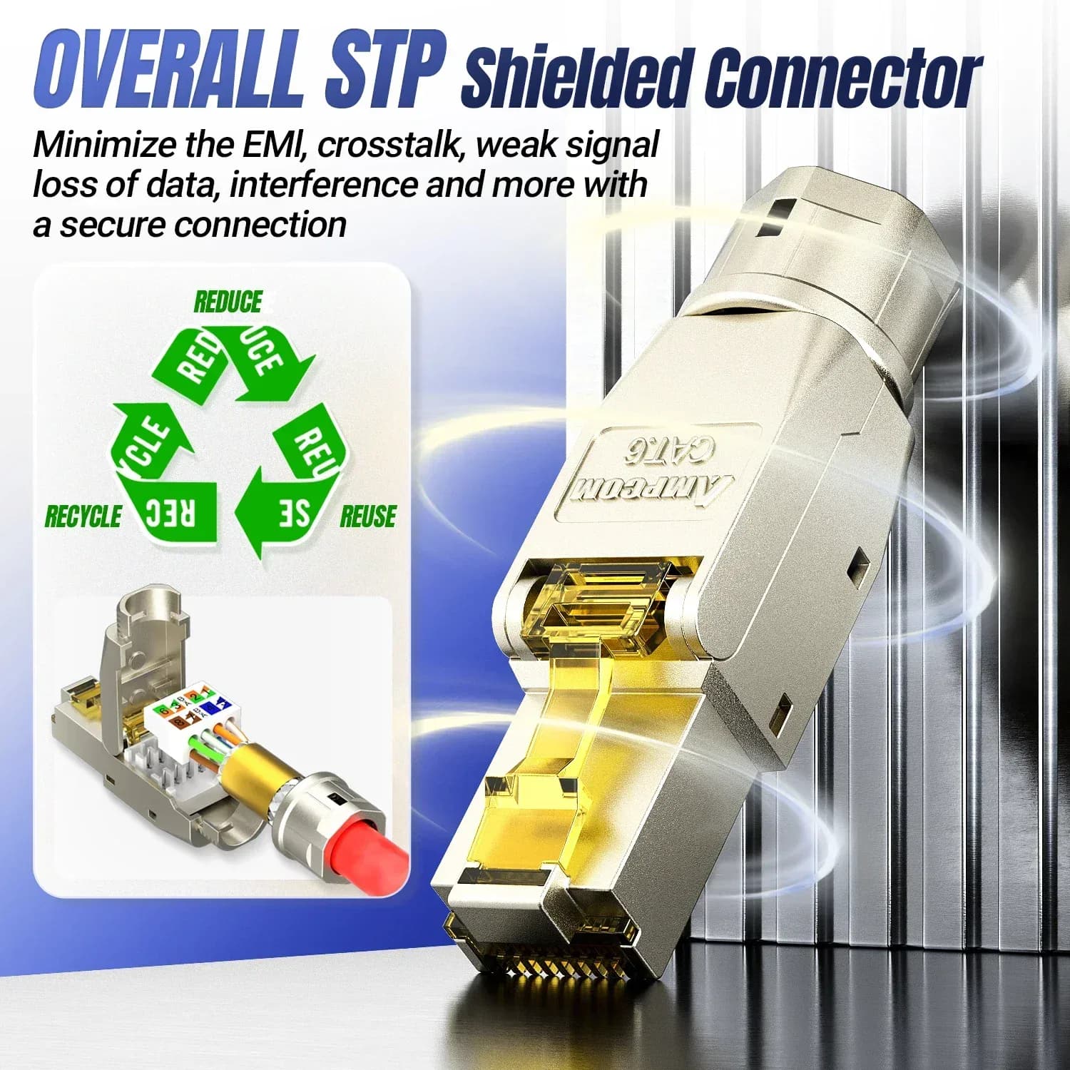 Connecteur RJ45 sans outil AMPCOM, fiches de terminaison